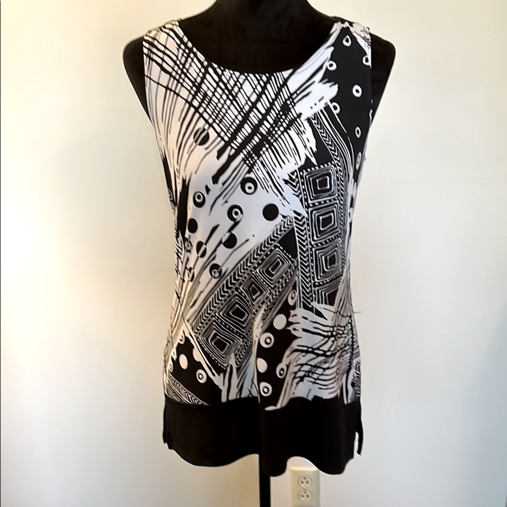 Soft Works Black and White Patterned Women's Top Size S/P